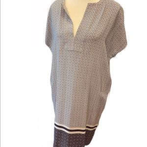 Vince 100% Silk White & Lavender Tunic Dress Size S